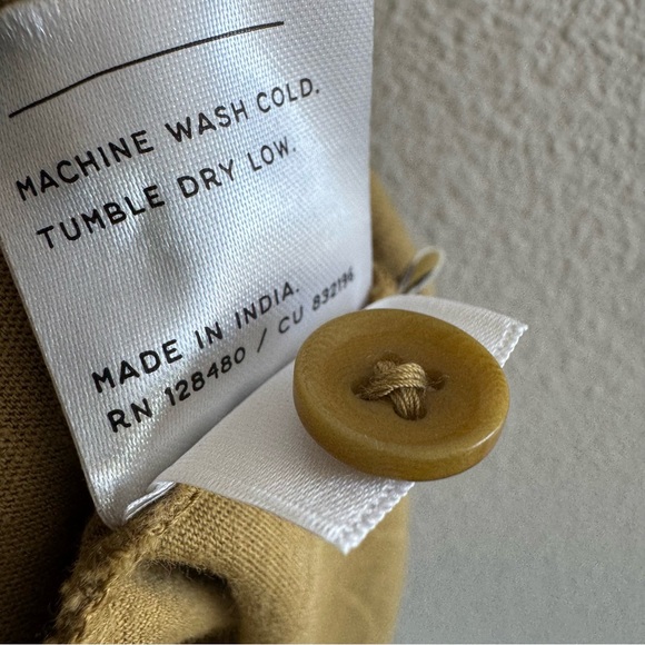 Pact Fennel The Portside Organic Cotton Linen Front Button Dress V Neck - Picture 14 of 15